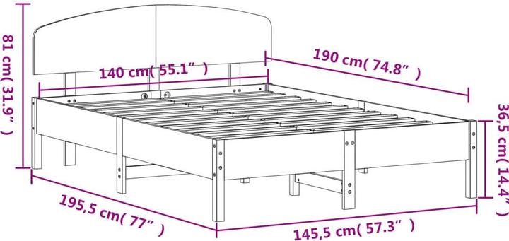Produktbild vidaXL Bettgestell (140 x 190 cm)