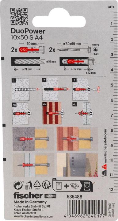 Image du produit Fischer DUOPOWER 10 x 50 avec vis A2 (2 pcs)