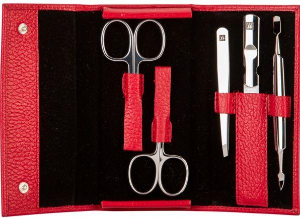 Actual product image Zwilling Push-button case, 5 pcs | leather | red (97438-003-0)