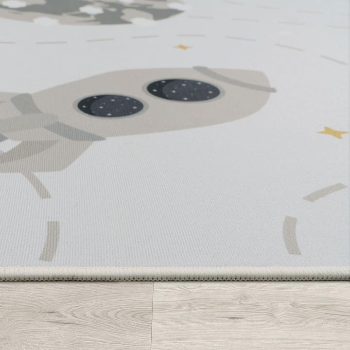 Produktbild TT Home Kinderzimmerteppich Teppich Kinderteppich Rutschfest Planeten Sterne Raketen (200 x 200 cm)