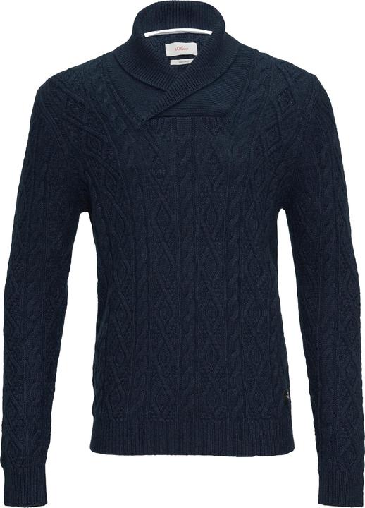 Actual product image s.Oliver Strickpullover Schalkragenpullover mit Zopfmuster aus Wollmix (S)