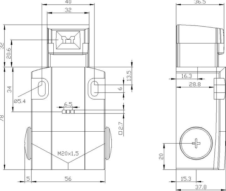 Produktbild Siemens Sicherheitsschalter,M.,2NC 1NO,56mm,LED