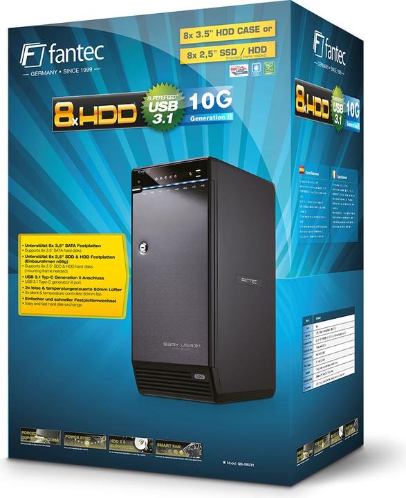 Immagine prodotto Fantec QB-X8U31 8x 3.5 SATA HDD USB 3.1 Type-C (3.5")
