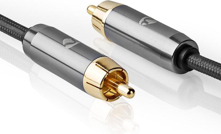 Actual product image Nedis Subwoofer Cable - RCA - Gold Plated - 5 m - Round - Metal - Anthracite (5 m)