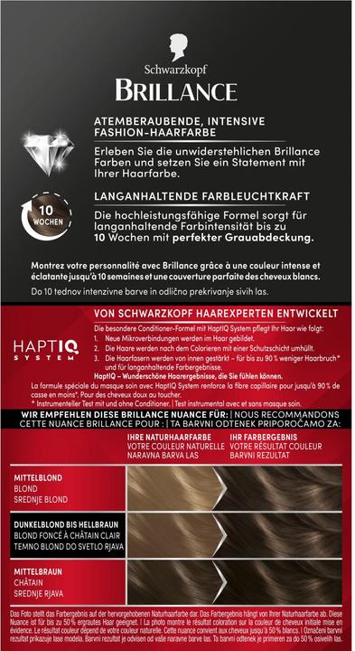 Nährwerte und Zutaten Schwarzkopf Brillance Brillance (877 Helles Aschbraun)