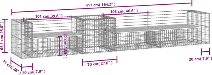 Image du produit vidaXL Gartenbank mit Gabione
