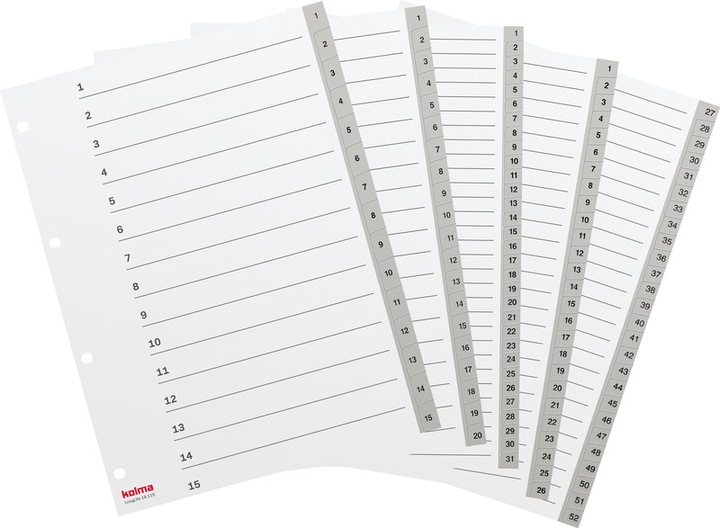 Produktbild Kolma Register A5 hoch superstrong 1-10 10-teilig grau