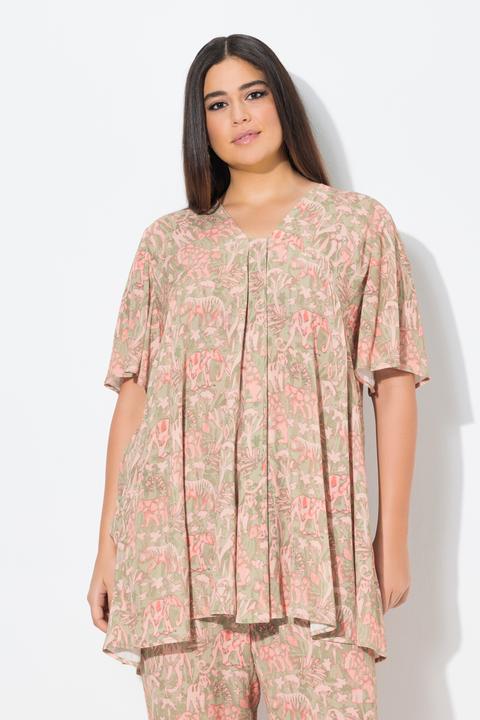 Produktbild Ulla Popken Bluse, Tiermuster, A-Linie, Carré-Ausschnitt, Halbarm (46, 48)