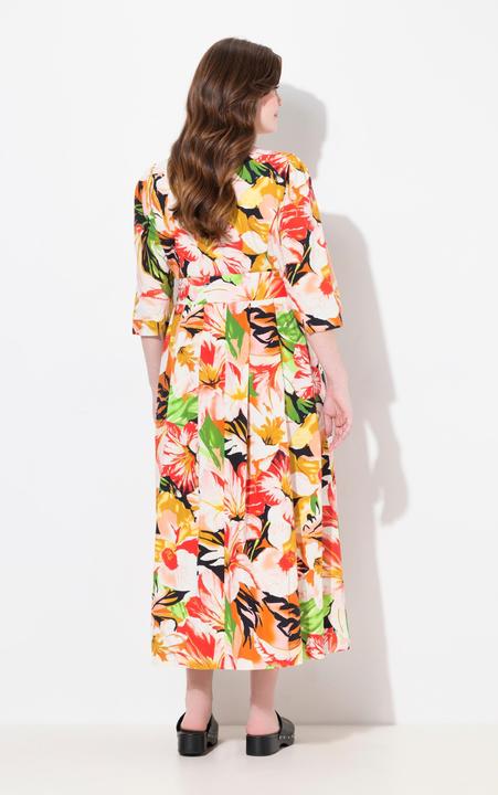 Produktbild Ulla Popken Maxikleid, Leinenmix, A-Linie, Rundhals, 3/4-Arm (46, 48)
