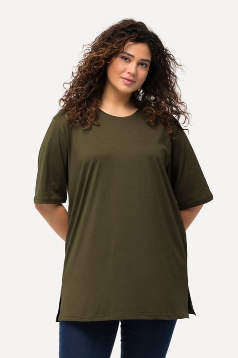 Actual product image Ulla Popken Basic Round Neck Short Sleeve Relaxed Fit Tee (62)