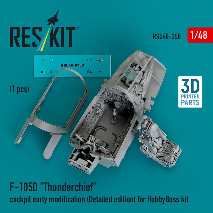 Actual product image ResKit F-105D Thunderchief cockpit early modification (Detailed edition) for HobbyBoss kit (3D Printed)
