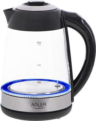 Actual product image Adler AD 1285 Electric, 2200 W, 1.7 L, Glass / Stainless steel, 360 ° rotational base, Gray (1.70 l)