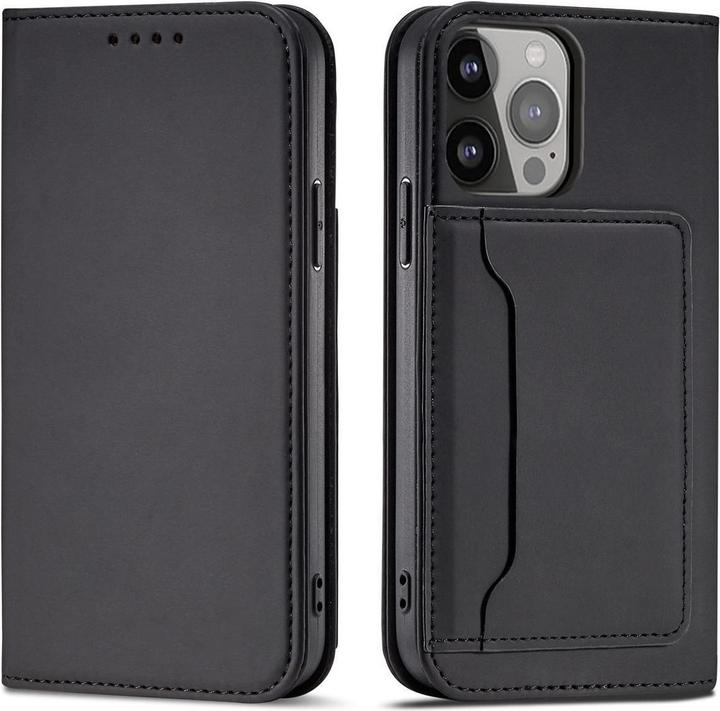 Hurtel Magnet Card Case case for iPhone 14 flip cover wallet stand black (Apple iPhone 14)