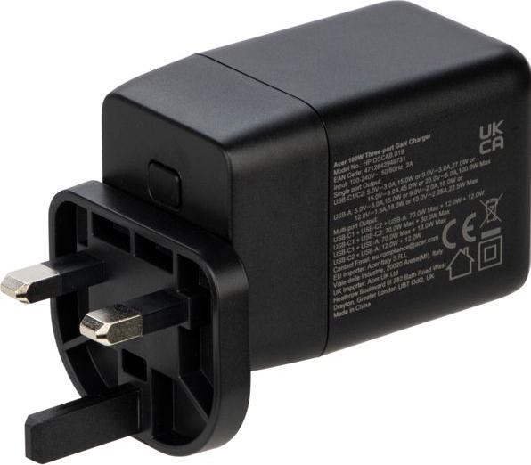 Produktbild Acer GaN charger 2x USB-C + 1x USB-A black (100 W, 3 Ports)