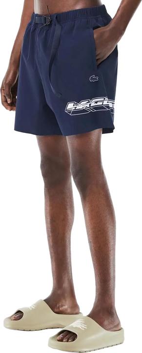 Actual product image Lacoste Mens Stripe Quick Dry Logo Swimming Trunks (M)