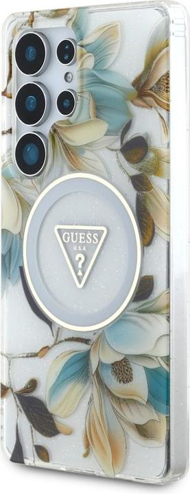 Produktbild Guess Etui Glitter Flowers Triangle Buttons MagSafe do Samsung Galaxy S25 Ultra biaÅy (Samsung Galaxy S25 Ultra)