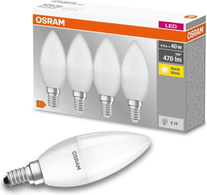 Actual product image Osram Base Classic B (E14, 5.70 W, 470 lm, 4 x, F)