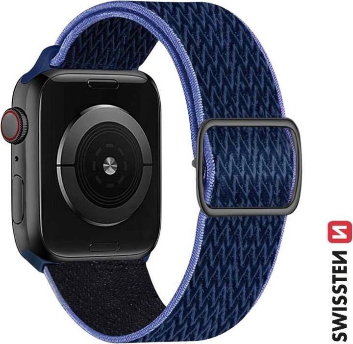 Actual product image Swissten Nylon Band for Apple Watch 38/40/41 mm Blue/Purple (with Buckle) (Nylon)