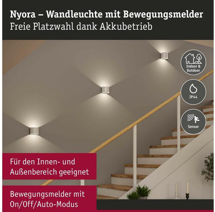 Produktbild Paulmann Akkuwandleuchte Nyora (330 lm, IP44)