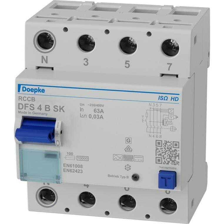 Doepke, Schutzschalter, 09144848HD DFS 4polig 63A 0,03A Typ B SK N-li HD FI-Schutzschalter allstromsensitiv