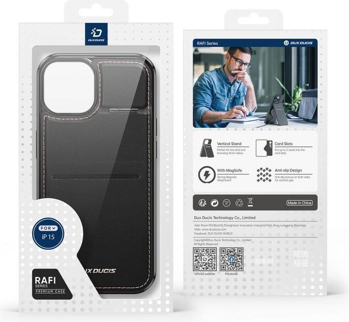 Immagine prodotto Dux Ducis Custodia a portafoglio 3in1 con supporto per iPhone 15 MagSafe RFID Blocking Rafi Mag - Ne (Apple iPhone 15)
