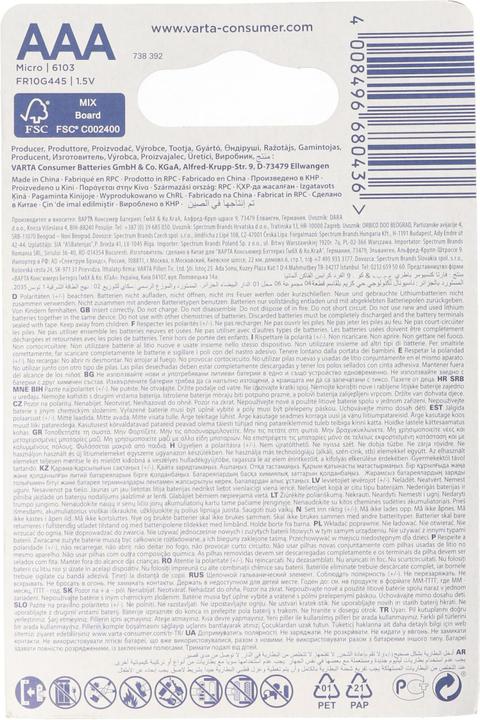 Produktbild Varta Lithium Batterie AAA, Micro, FR03, 6103, Ultra Lithium, 1,5V, 4er-Blister (4 Stk., AAA, 1100 mAh)