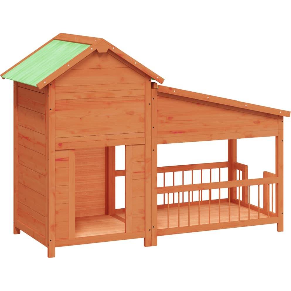 VidaXL Hundehütte Braun 143x60,5x109 cm Massivholz Kiefer (Hundezwinger), Hundehütte