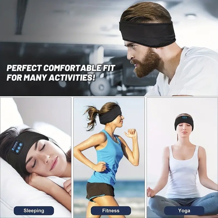 Image du produit Cbx Bandeau Bluetooth avec écouteurs, écouteurs de sommeil sans fil Noir (10 h)