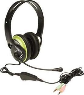 Produktbild Genius HS-400A Headset schwarz/grün, Funktionen:Lautstärkenregler, Skype-kompatibel, Farbe:Vivid Green (Kabelgebunden)