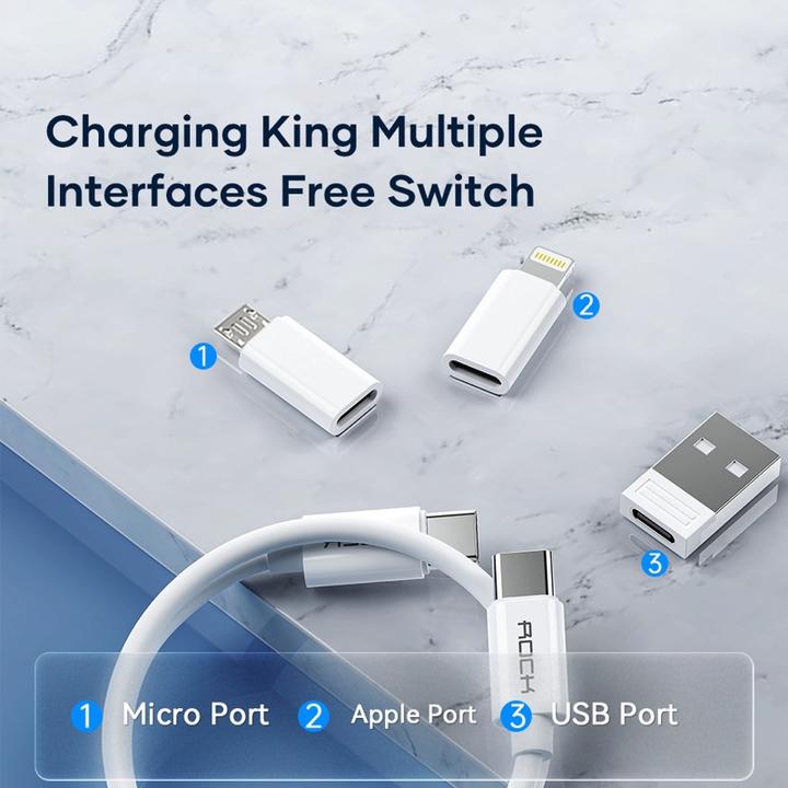 Immagine prodotto Rock - Multifunktionales Aufbewahrungs-Set - USB-C PD Kabel (60W), SIM-Fach und Adapter (0.25 m, 60 W)