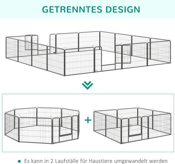 Produktbild Swisshandel24 Welpenauslauf Freigehege 16 Segmente 60 cm Hoch Laufstall für Haustier welpengitter Zaun Laufgitter
