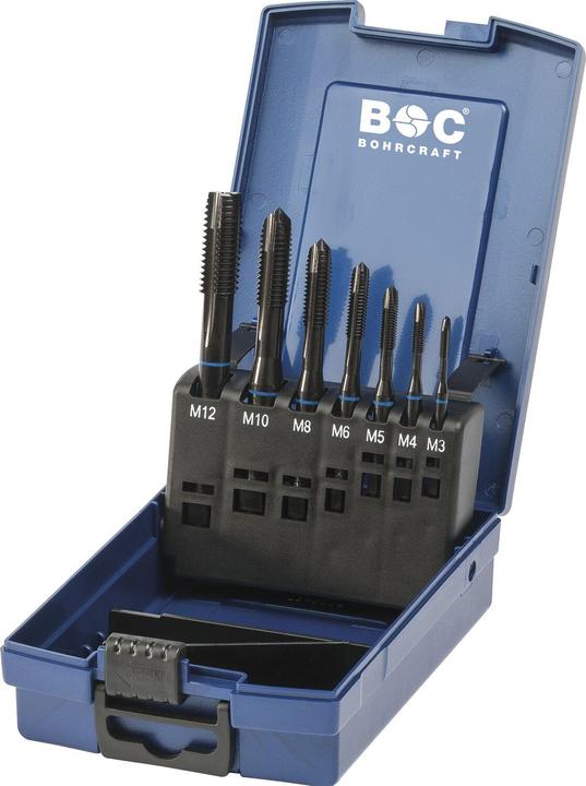 Image du produit Bohrcraft Jeu de tarauds M3-M12 HSS-E Blauring forme B 7 pièces