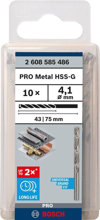 Actual product image Bosch Professional Zubehör PRO Metal HSS-G twist drill, 4.1 x 43 x 75 mm (4.1 mm)
