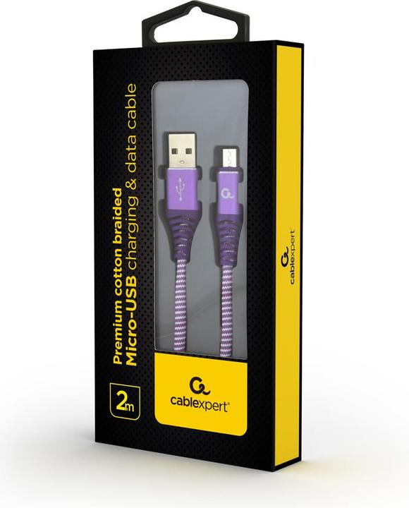 Produktbild Gembird CC-USB2B-AMMBM-2M-PW USB Kabel USB 2.0 USB A Micro-USB B Violett (2 m, USB 2.0)