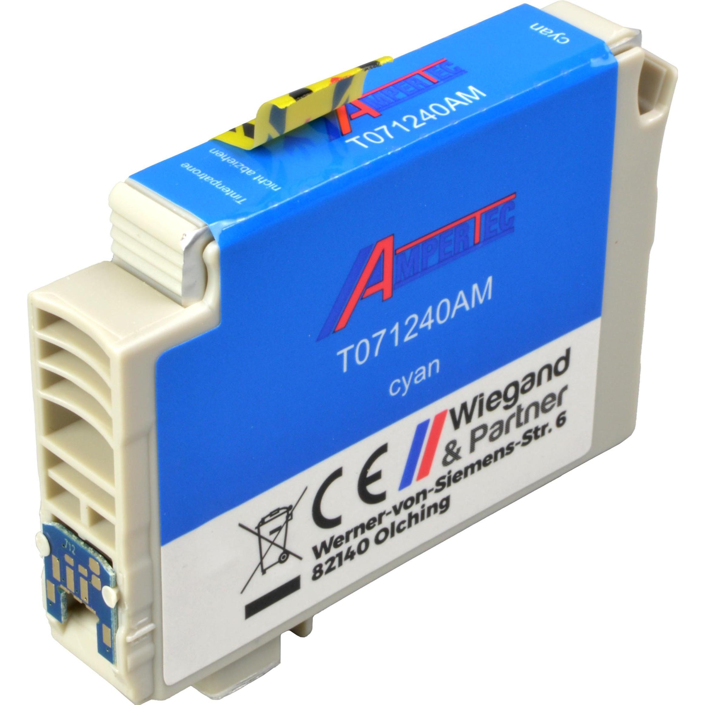 Ampertec, Druckerpatrone, Tinte ersetzt Epson C13T07124010 cyan (C)