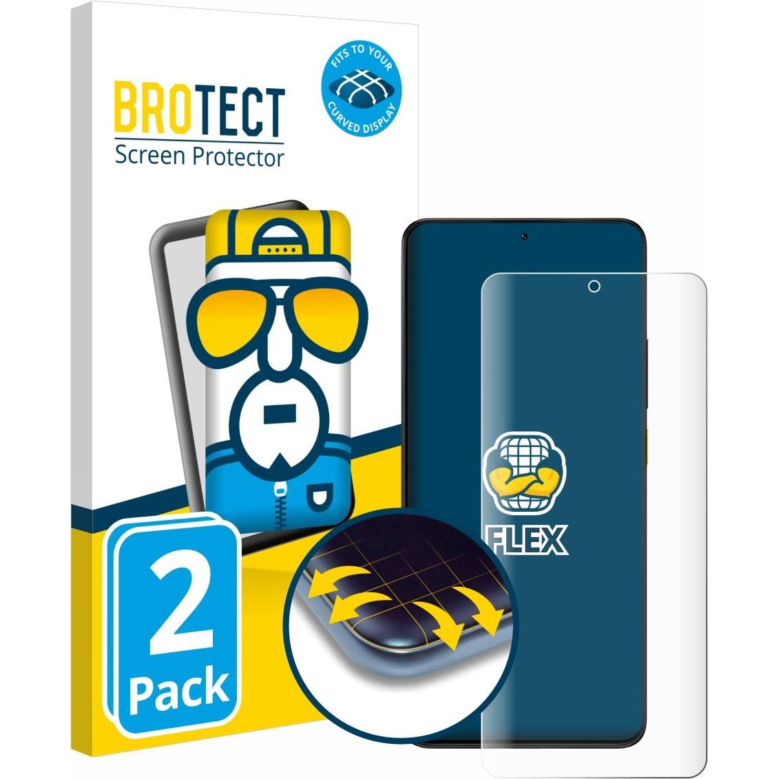 BROTECT Full-Cover Displayschutz (2 Stück, Xiaomi Poco X6 Pro), Smartphone Schutzfolie, Transparent