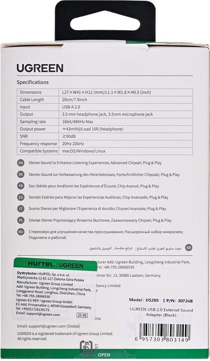 Produktbild Ugreen External Sound Adapter 30724 (USB)