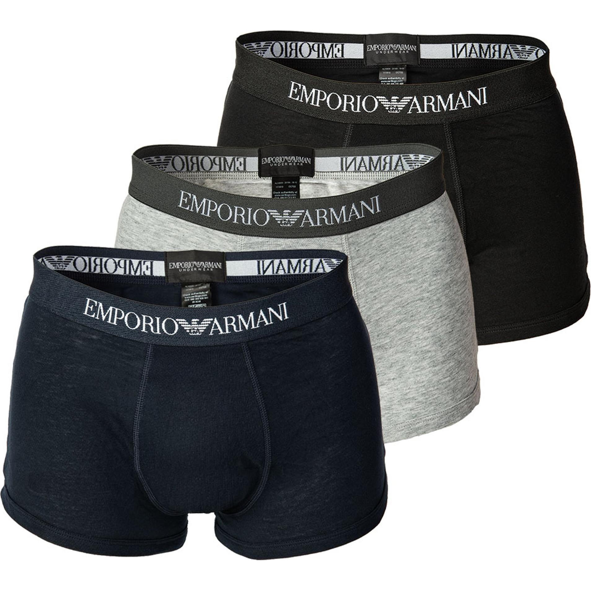 Emporio Armani, Herren, Unterhosen, Unterhose, Blau, Schwarz, Grau, (L, 3er Pack)