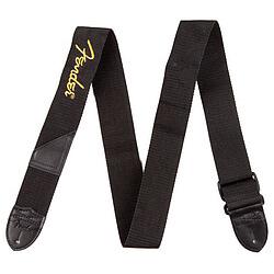 Fender Cinturino in polietilene nero, logo giallo, 5cm, Accessori per chitarra, Nero