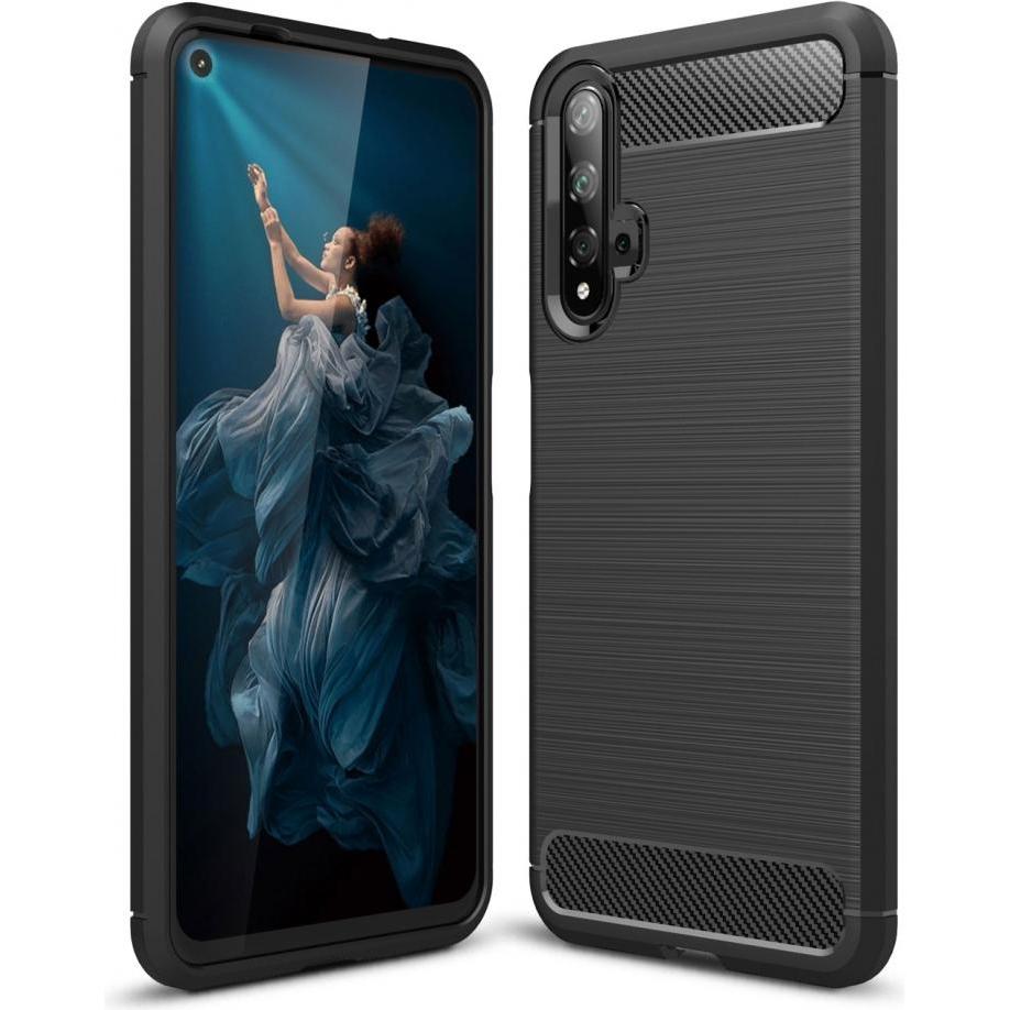 Screenguard Honor 20 Hülle Carbon Brushed Soft TPU (Honor 20), Smartphone Hülle, Schwarz