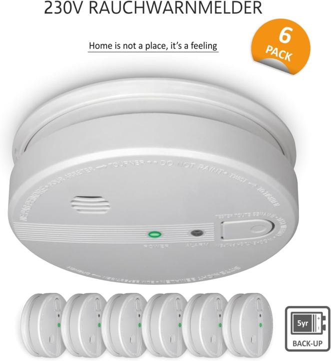 Actual product image Elro Smoke Detector with 5-Year Backup Battery, Optical Sensor, and Interconnect Capability