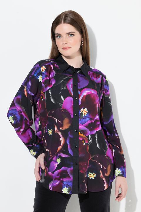 Immagine prodotto Ulla Popken Camicia con rose, collo da camicia e maniche lunghe (60)