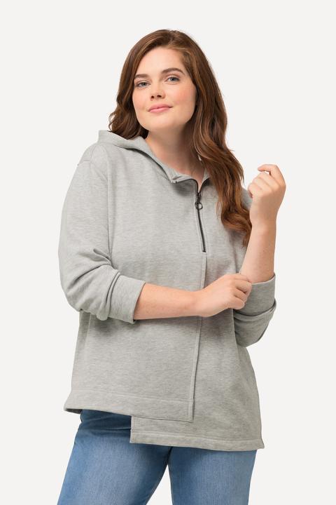 Produktbild Ulla Popken Damen grosse Grössen Hoodie, Zipper, Kapuze, Langarm grau melange 42+ 823587123-42+ (42, 44)