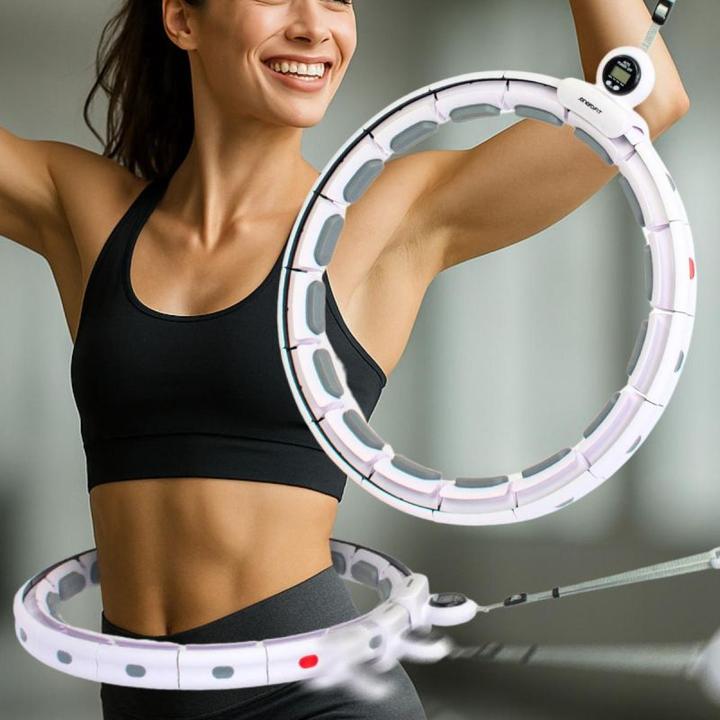 Image du produit Enero Fit Hula Hop Z Masażerem Obciążeniem I Licznikiem Biało Szary (110 cm)