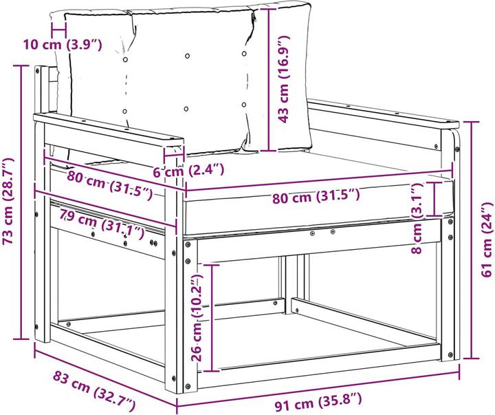 Produktbild vidaXL Outdoor Mittelsofa