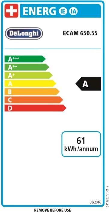 Etichetta energetica De'Longhi PrimaDonna Elite ECAM 650.55