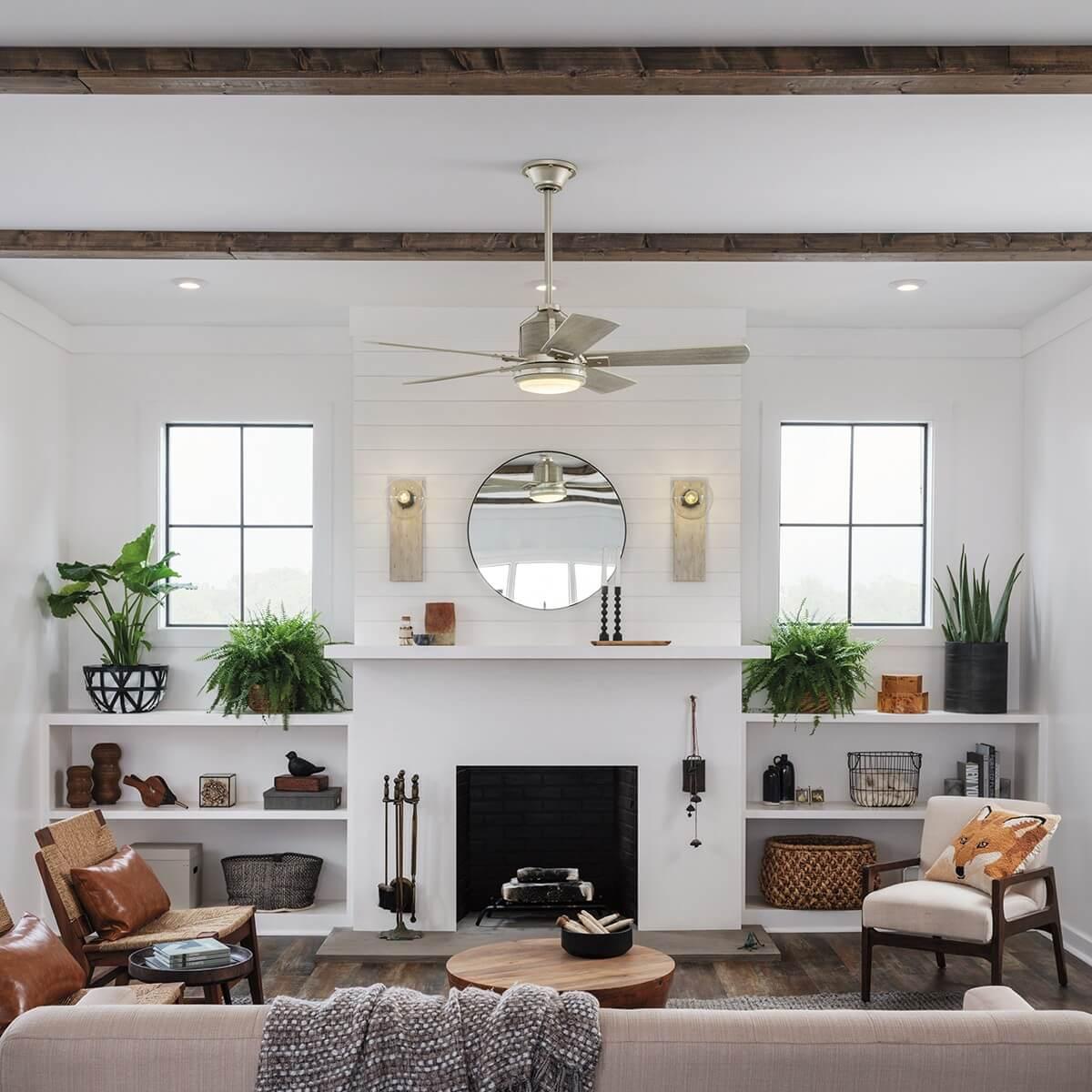 Thumbnail - Elstead Lighting Colerne leiser Deckenventilator mit LED Licht Ø132cm Holz + Fernbedienung, Ventilator, Grau