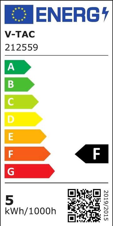 Energy Label V-TAC VT2835 LED Strip 2835 60 LED 12V IP20 3000K 5m (Warm white, 500 cm)
