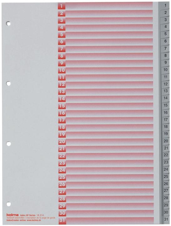 Image du produit Kolma Intercalaire A4 strong 1-31 31 pcs. gris