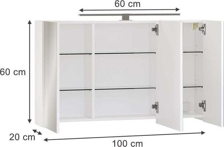 Produktbild Vicco Lavio mit 3 Türen und LED-Beleuchtung (100 x 20 x 60 cm)